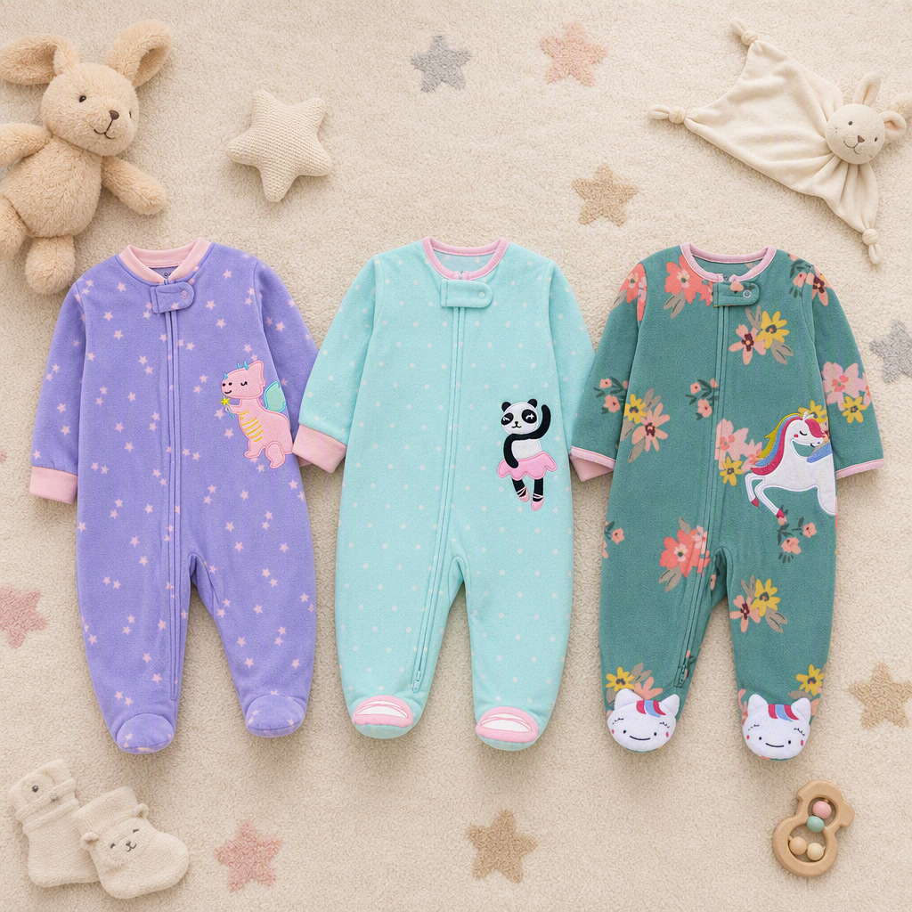 Baby Clothing Zip - Macacão de Lã Polar para Bebês